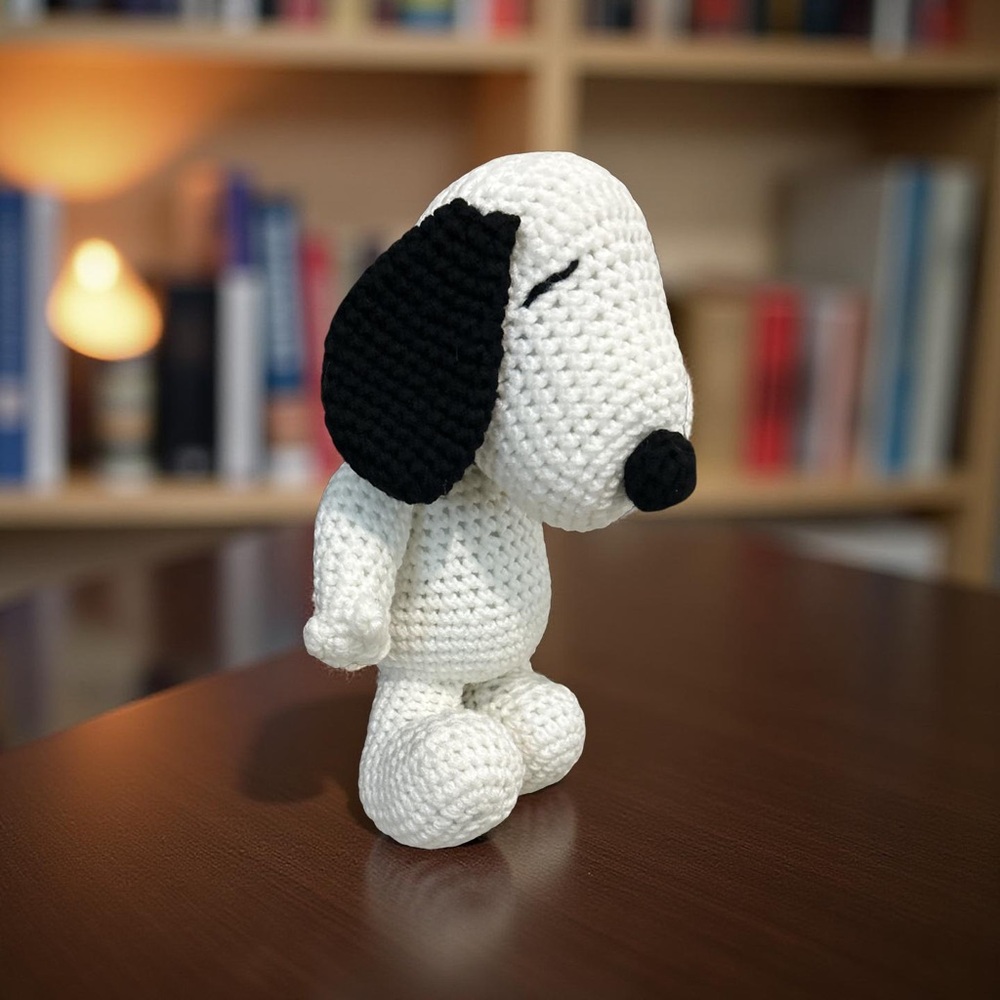 Vintage Handmade Crochet Peanuts Snoopy Doll 14 “ Charlie Brown Dog - Picture 4 of 15
